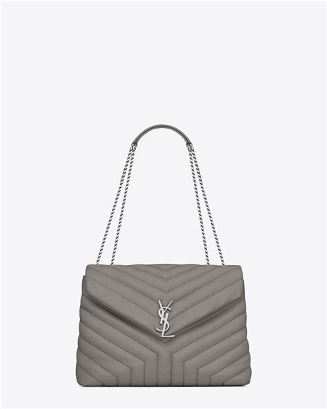 Saint Laurent Medium Loulou Chain Bag In Grey 